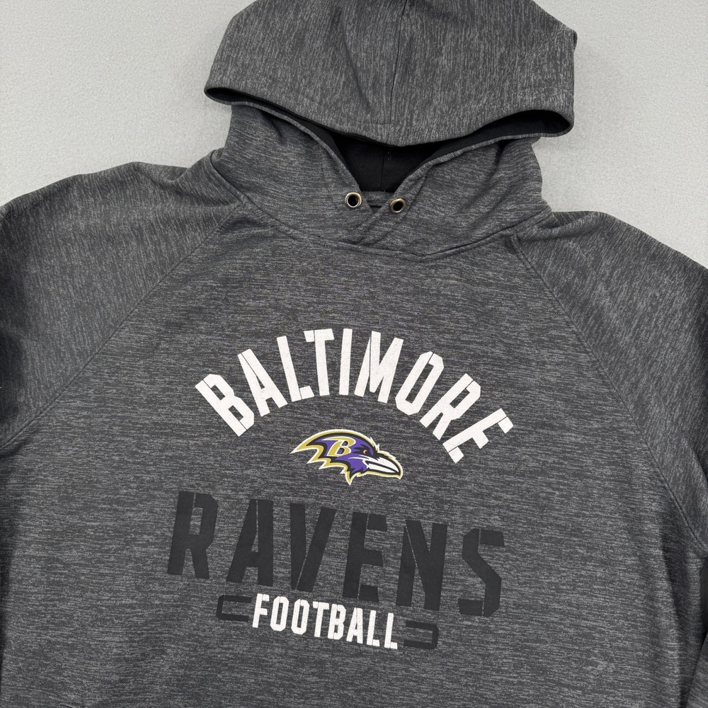 Fanatics Baltimore Ravens‎ NFL Mens Medium Hoodie Gray Heather Fleece Sweatshirt